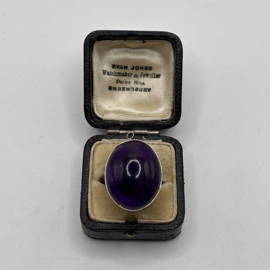 Silver Large Amethyst Ring