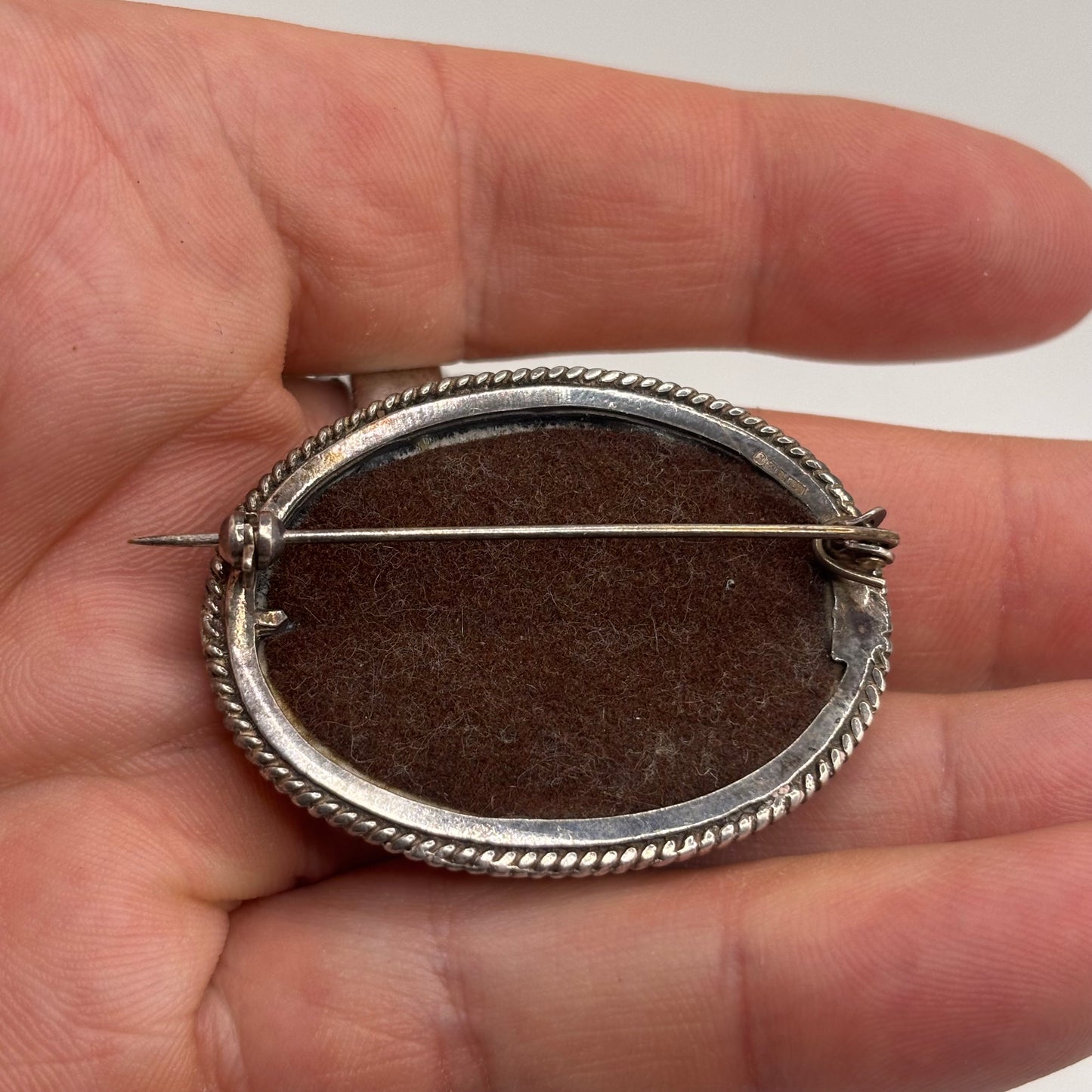 Silver Large Picture / Scenic Jasper Brooch
