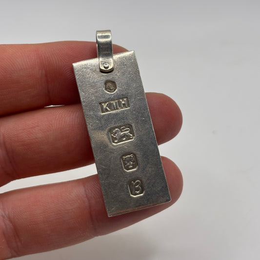 Silver Large Detailed Ingot Pendant