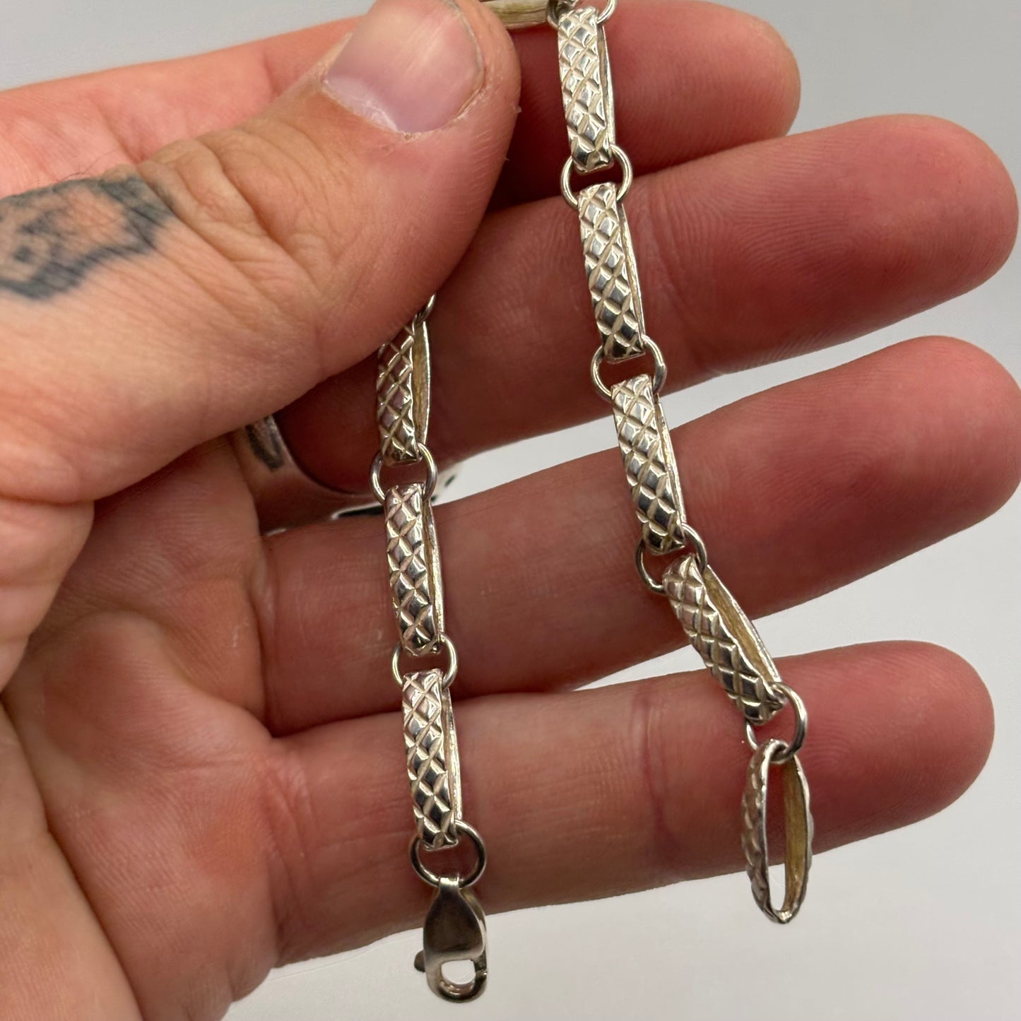 Silver 7.5” Unusual Link Bracelet