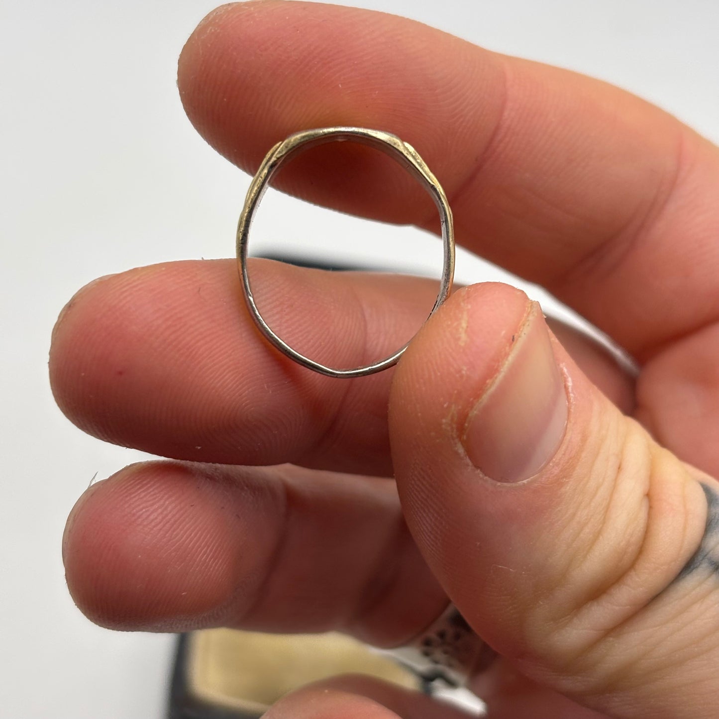 Silver Vintage Gold On Silver Signet Ring (O)