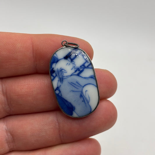 Silver Enamel Porcelain Pendant