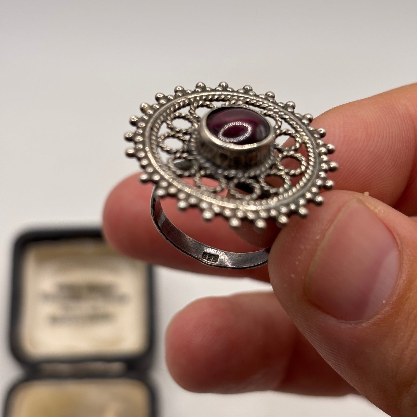 Silver Unusual Garnet Ring (N)