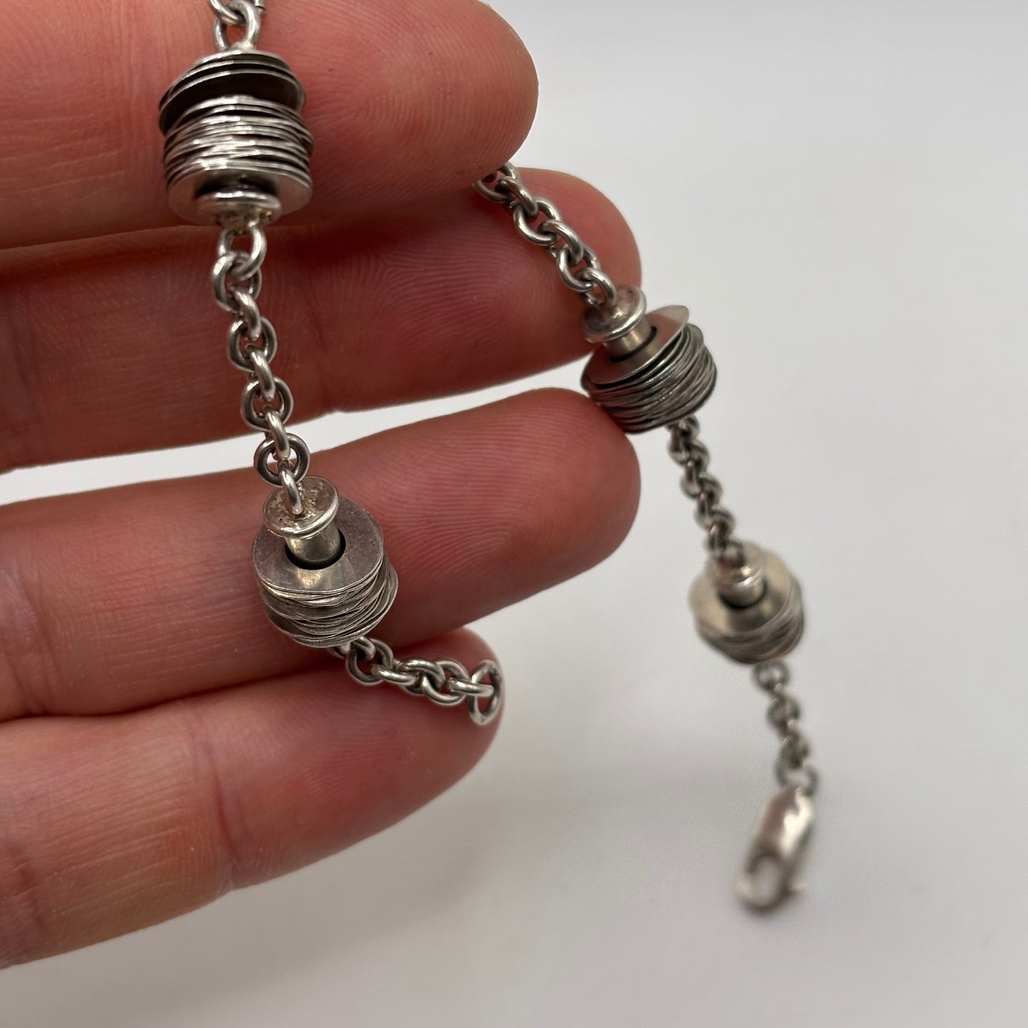 Silver 8” Abstract Bracelet