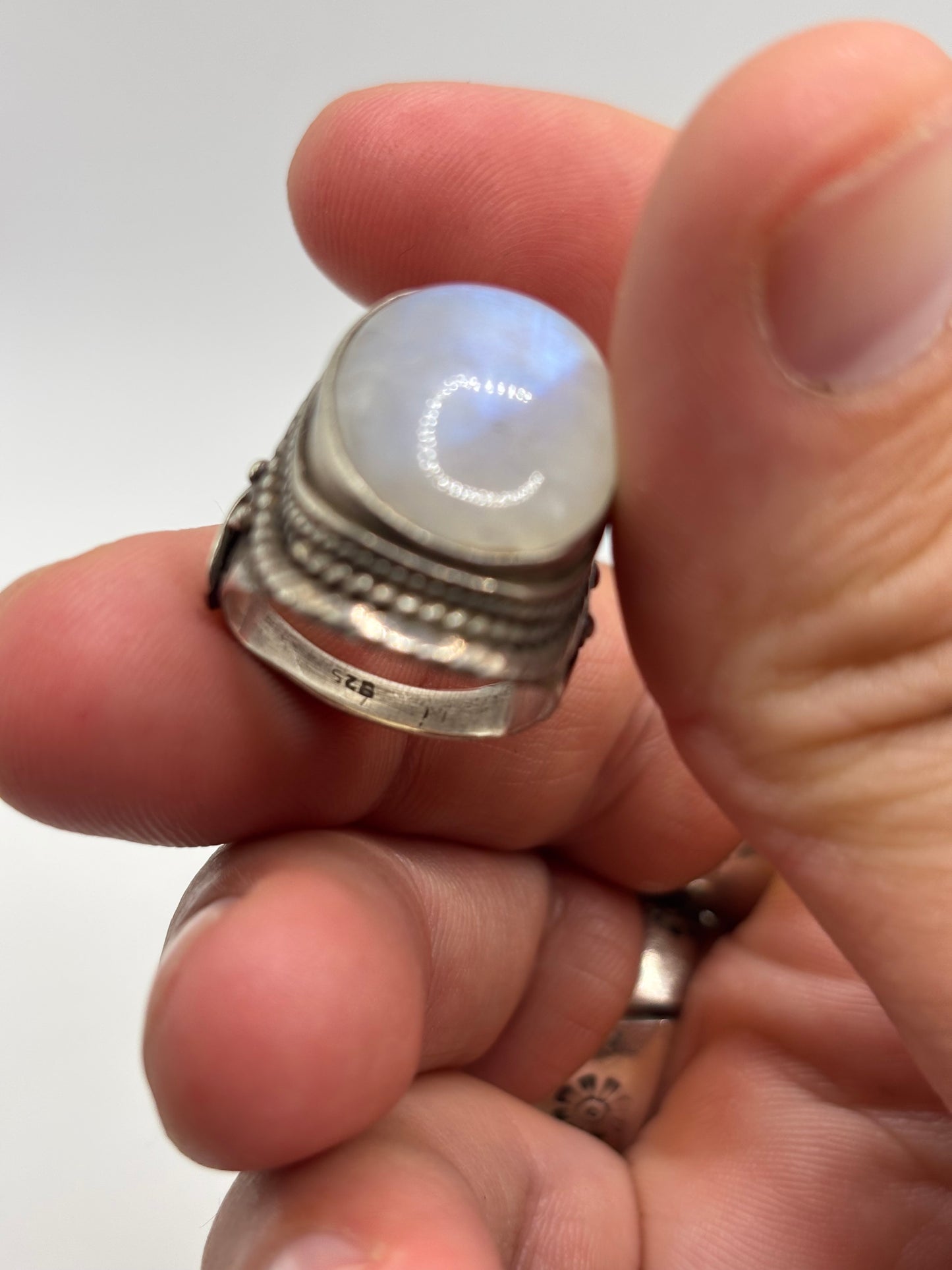 Silver Large Moonstone Ring (M)