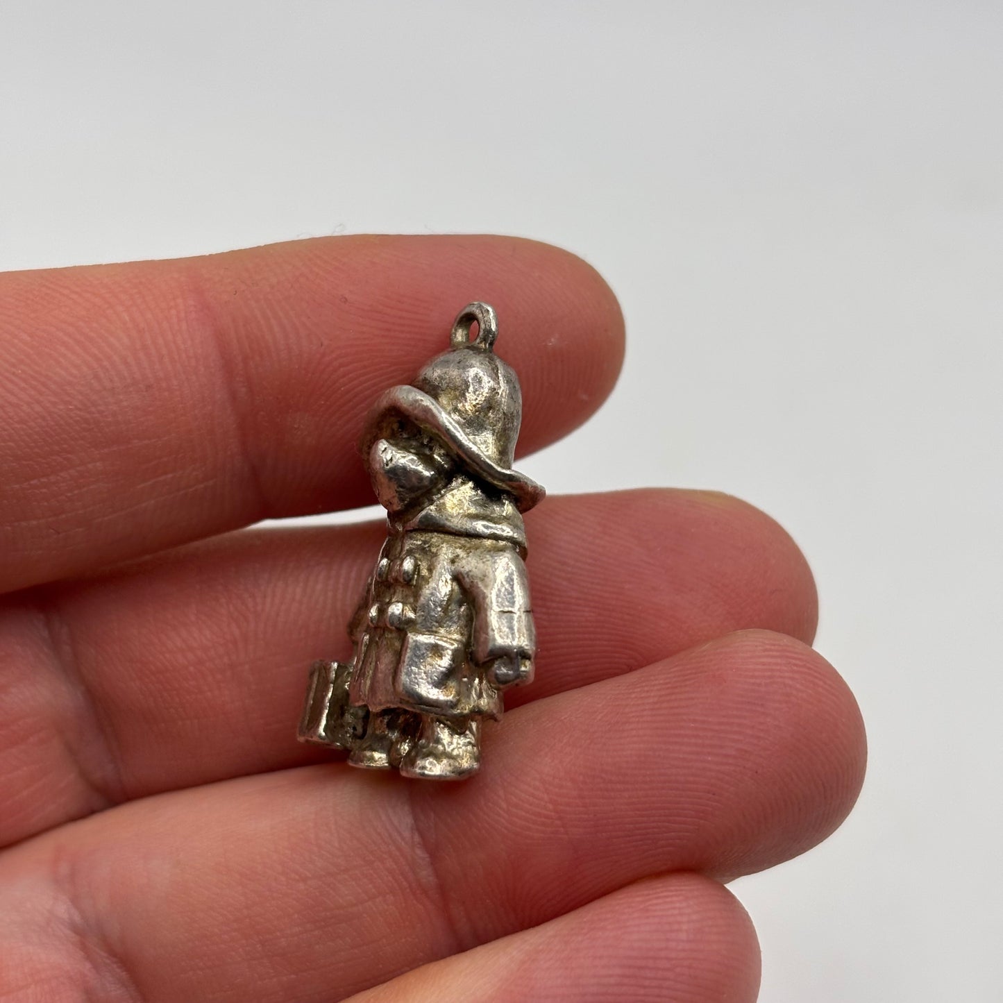 Silver Solid Paddington Bear Pendant