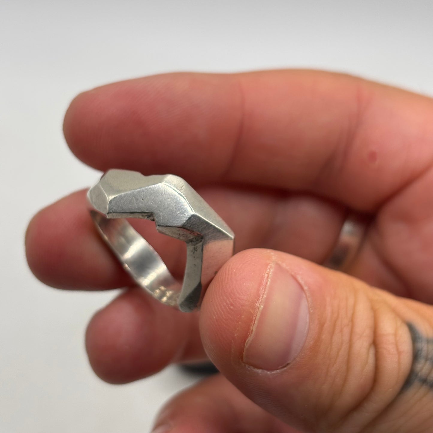 Silver Heavy Abstract Ring (R)