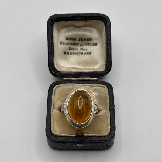 Silver Amber Ring (S)
