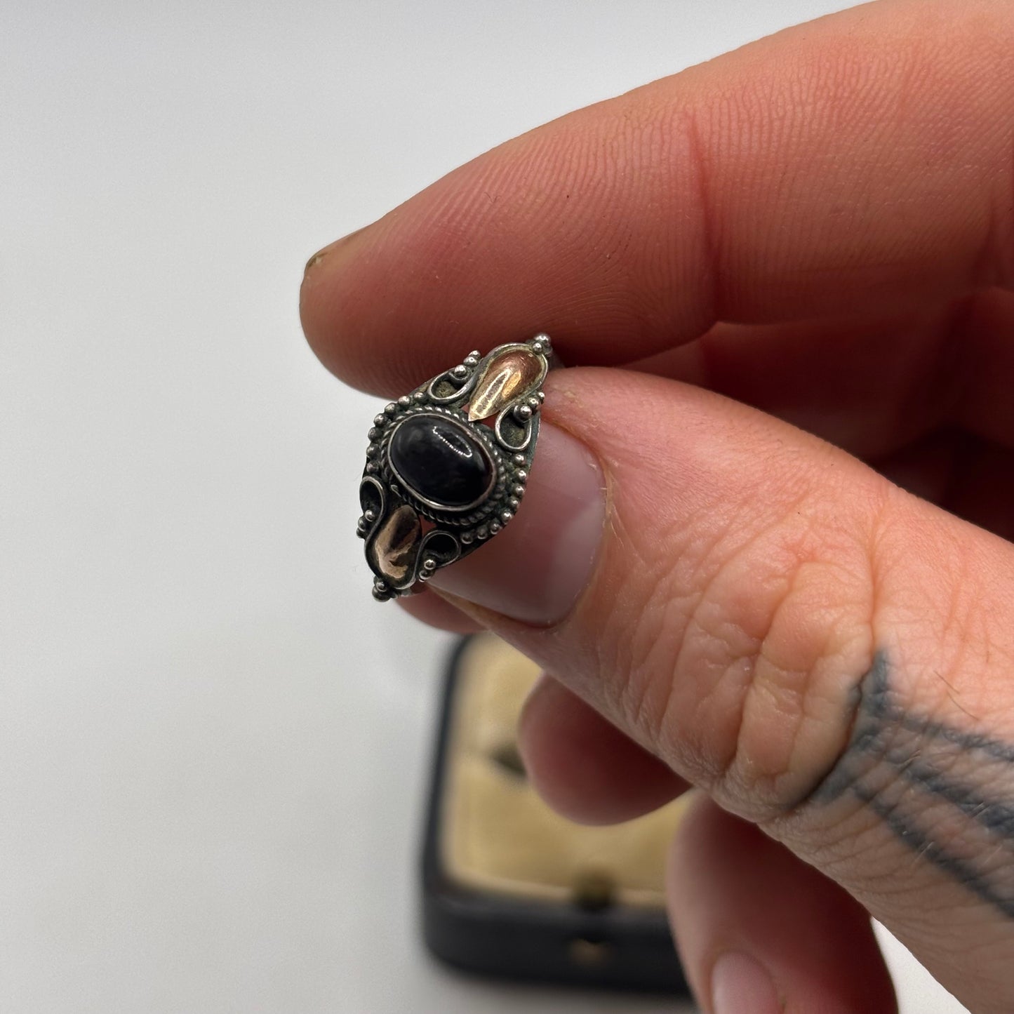 Silver Star Sapphire Balinese Ring (N)