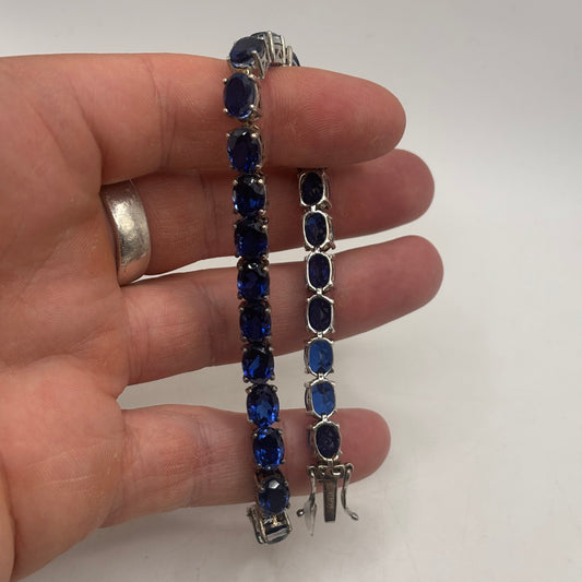 Silver 7.5” Sapphire Bracelet