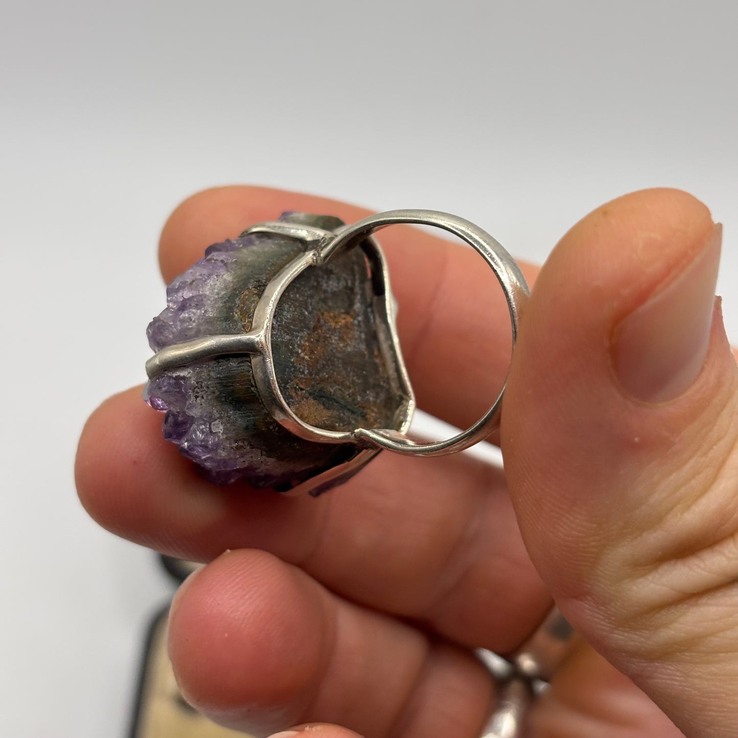 Silver Beautiful Amethyst Geode Ring