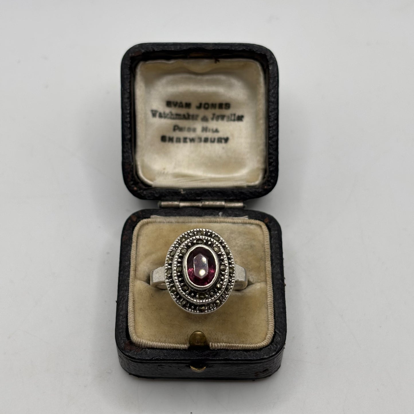 Silver Amethyst & Marcasite Ring