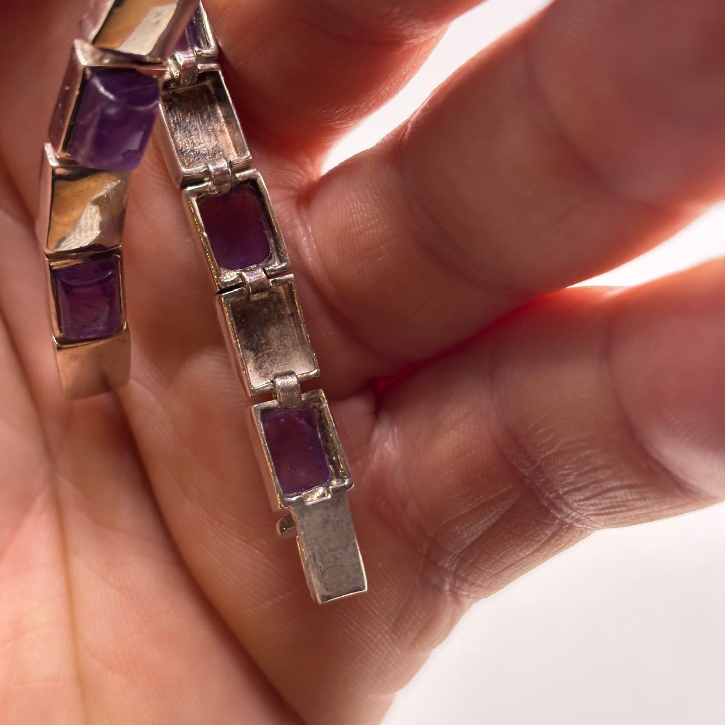 Silver 7” Amethyst Bracelet