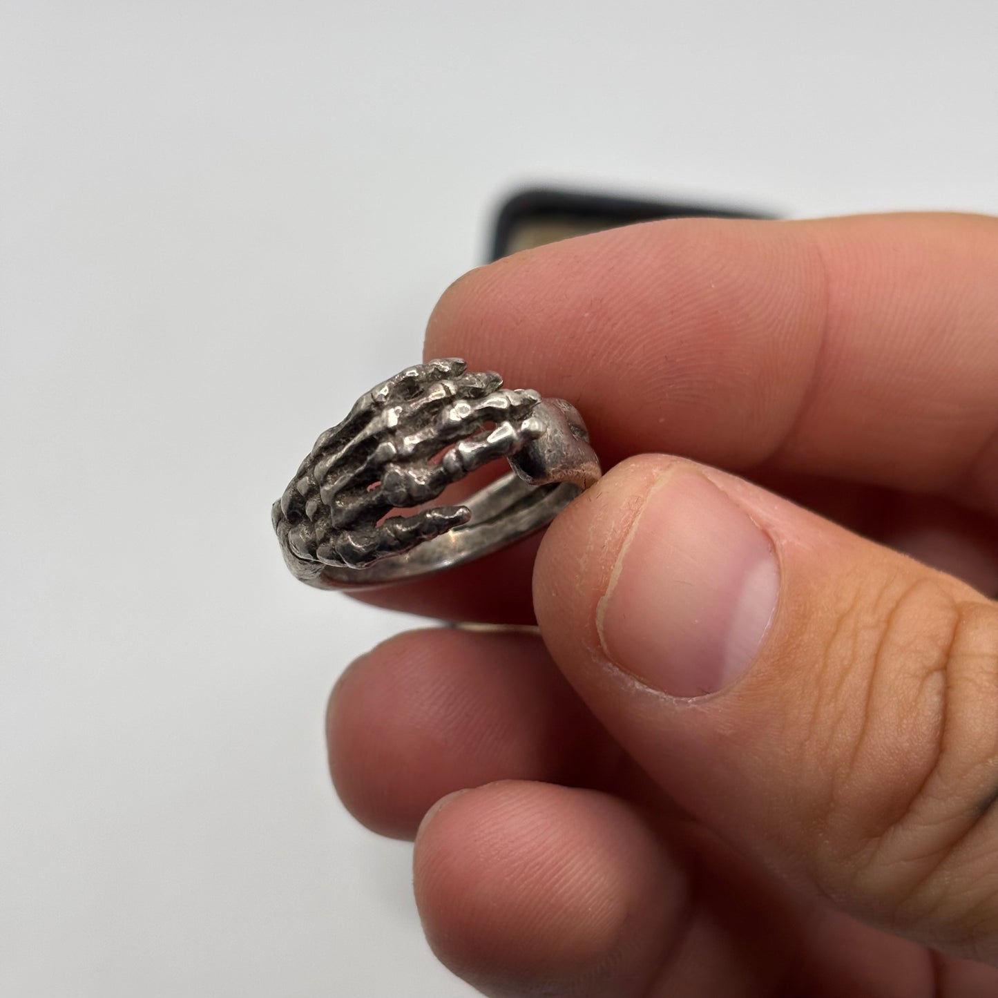 Silver Vintage The Great Frog Skull Hand Ring (P)