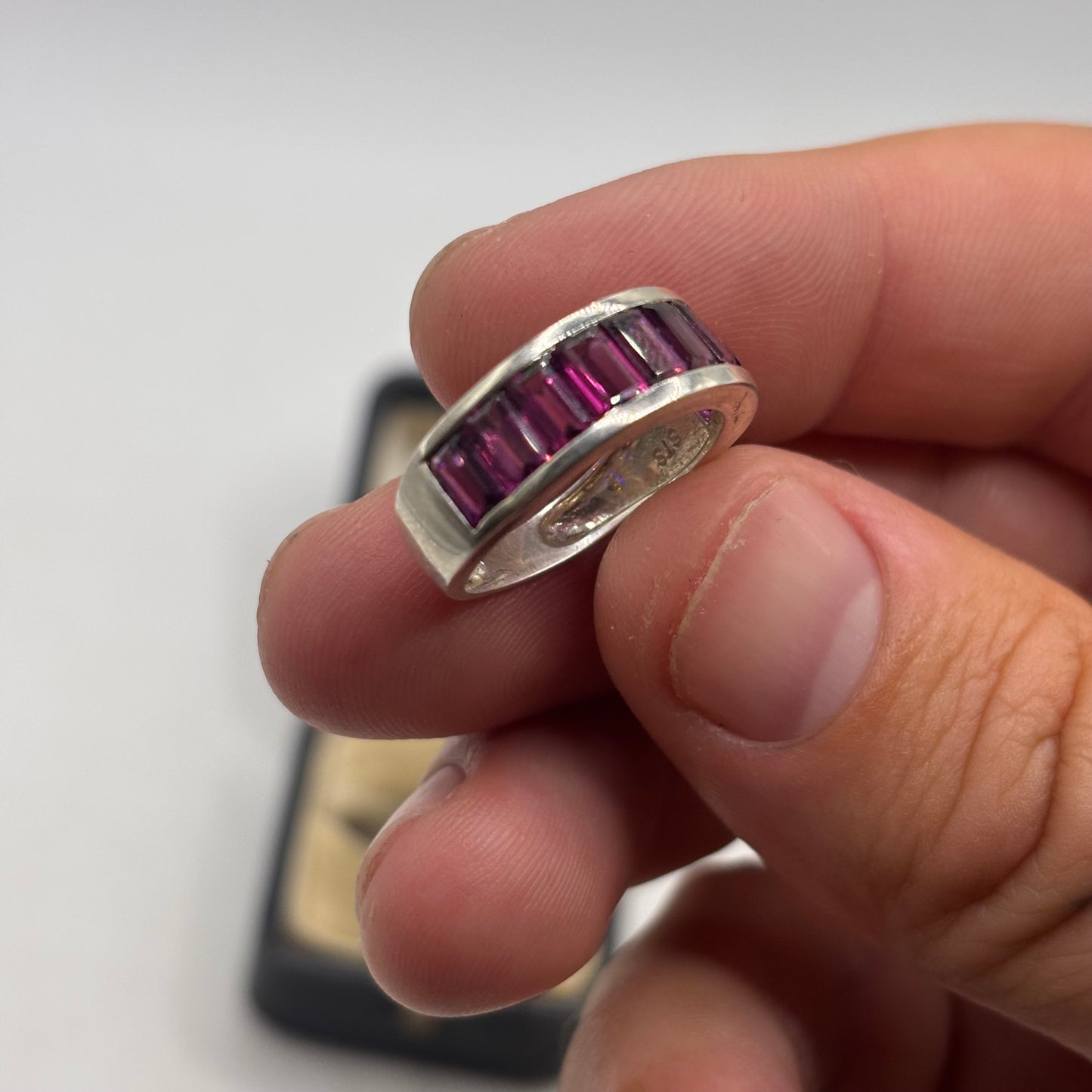 Silver Ruby Inlayed Ring (M)