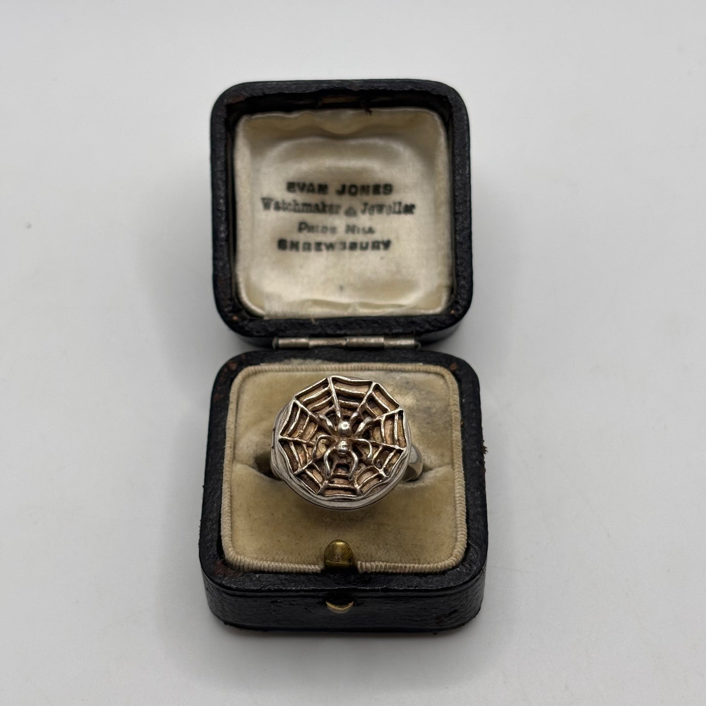 Silver Spider Web Locket Ring (Q)