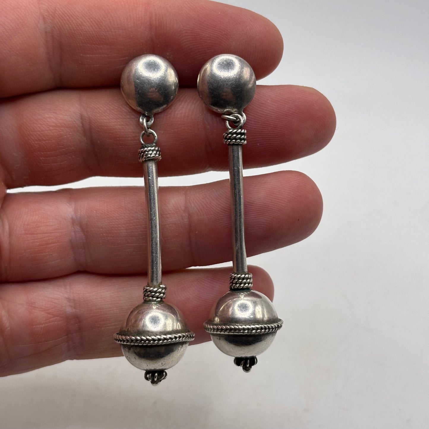 Silver Ball Earrings (65mm)