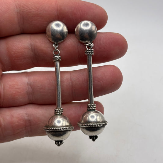 Silver Ball Earrings (65mm)
