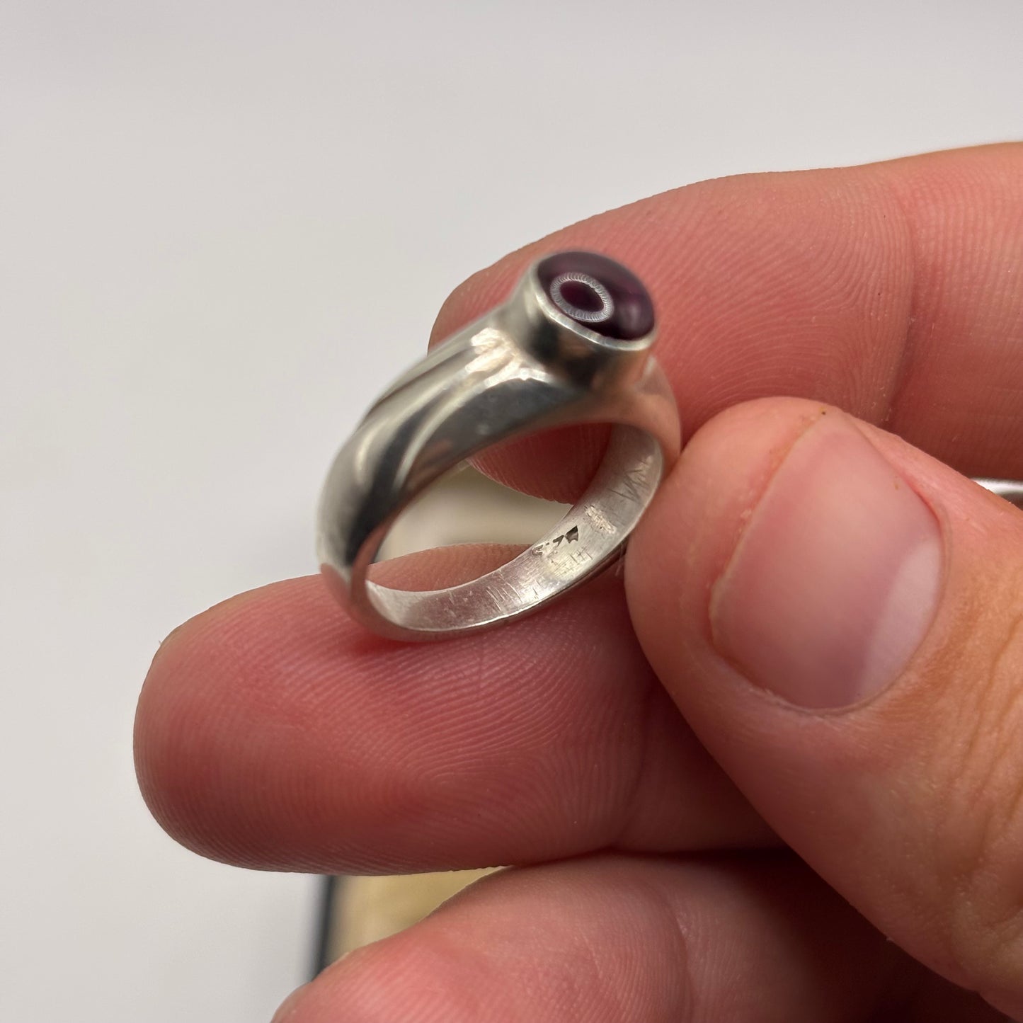 Silver Chunky Garnet Ring (L)