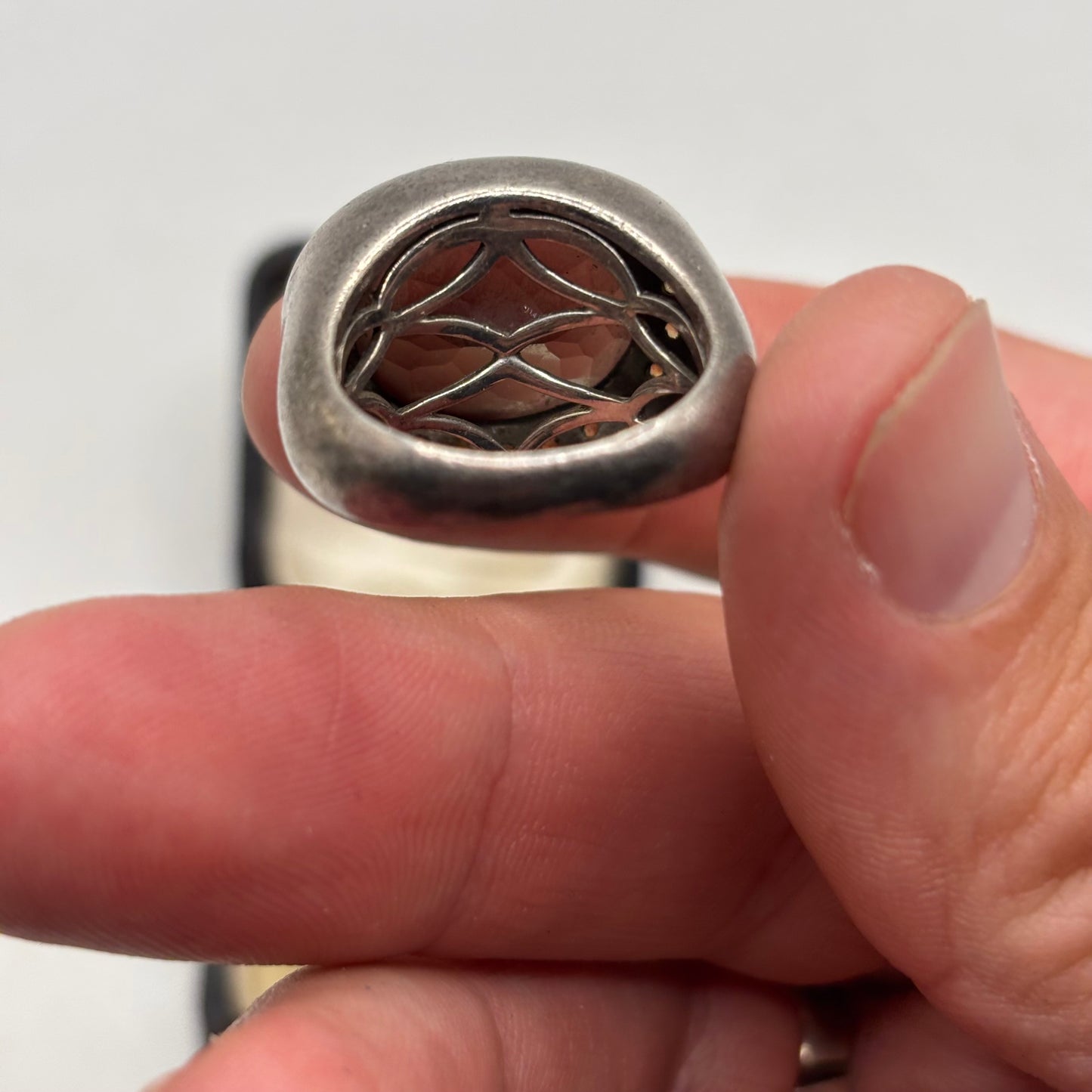 Silver Heavy Smokey Quartz Ring (N 1/2)