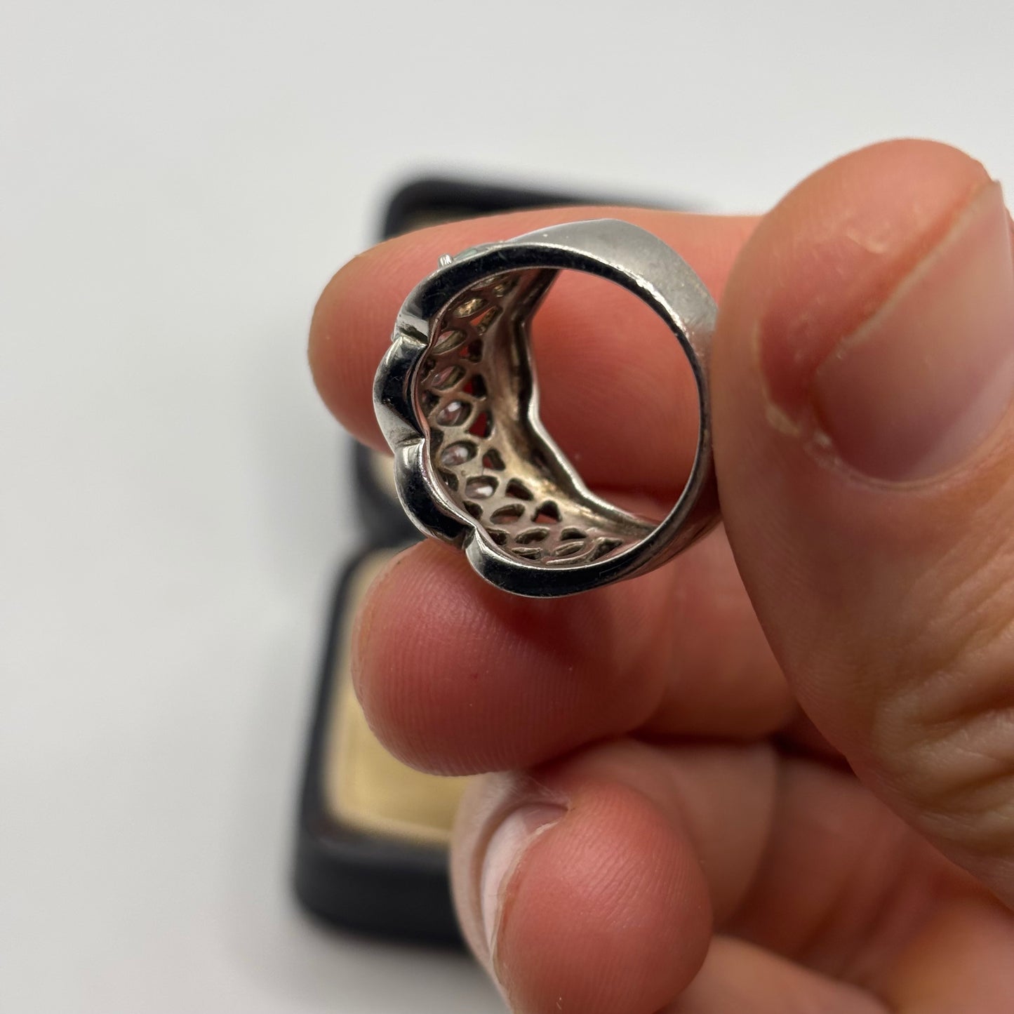 Silver Cz & Enamel Ring