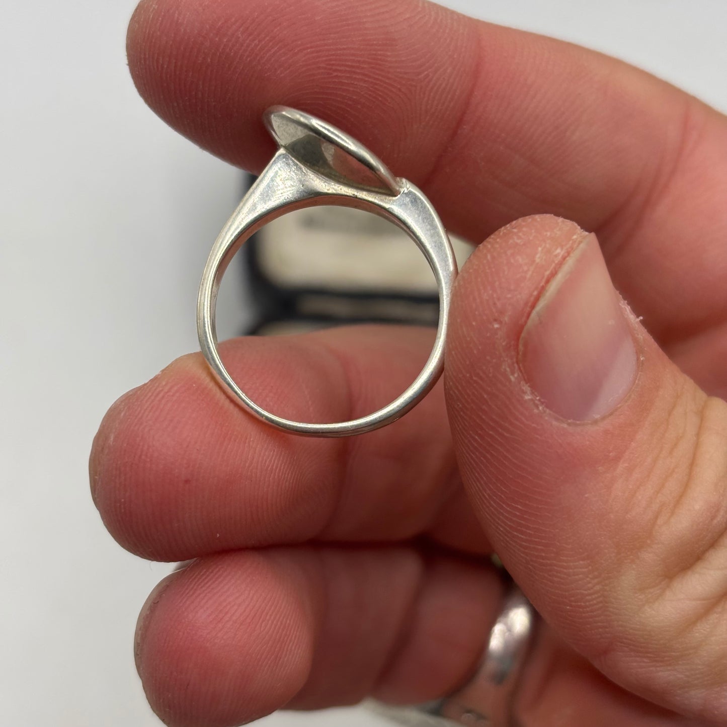 Silver Amber Inlayed Ring (Q)