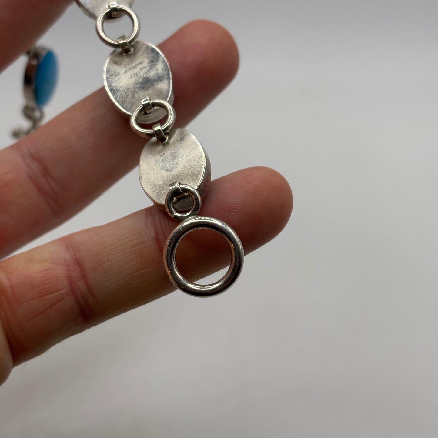 Silver 7.5” Mexican Turquoise Bracelet