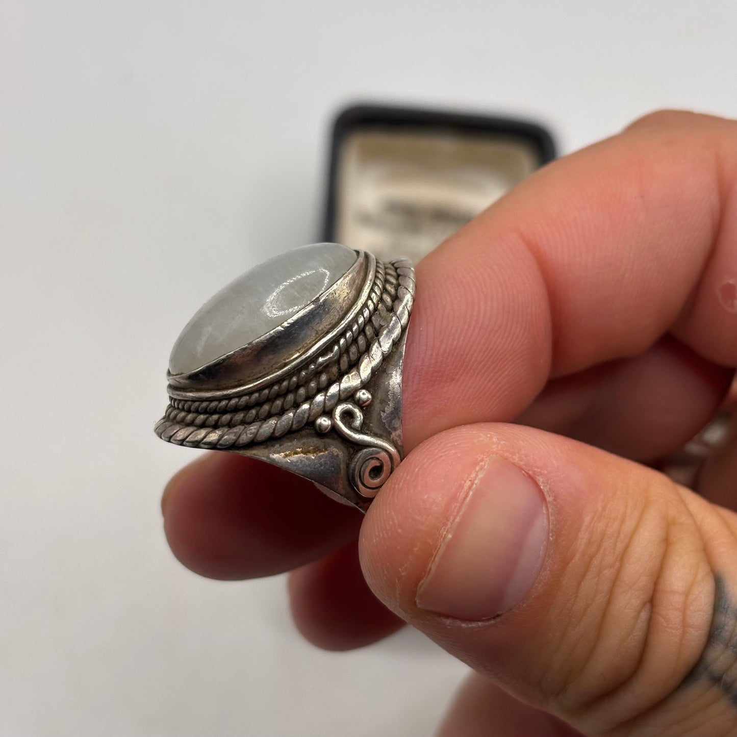 Silver Large Moonstone Ring (M)