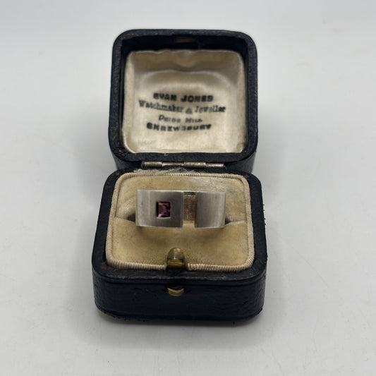 Silver Abstract Pink CZ Ring