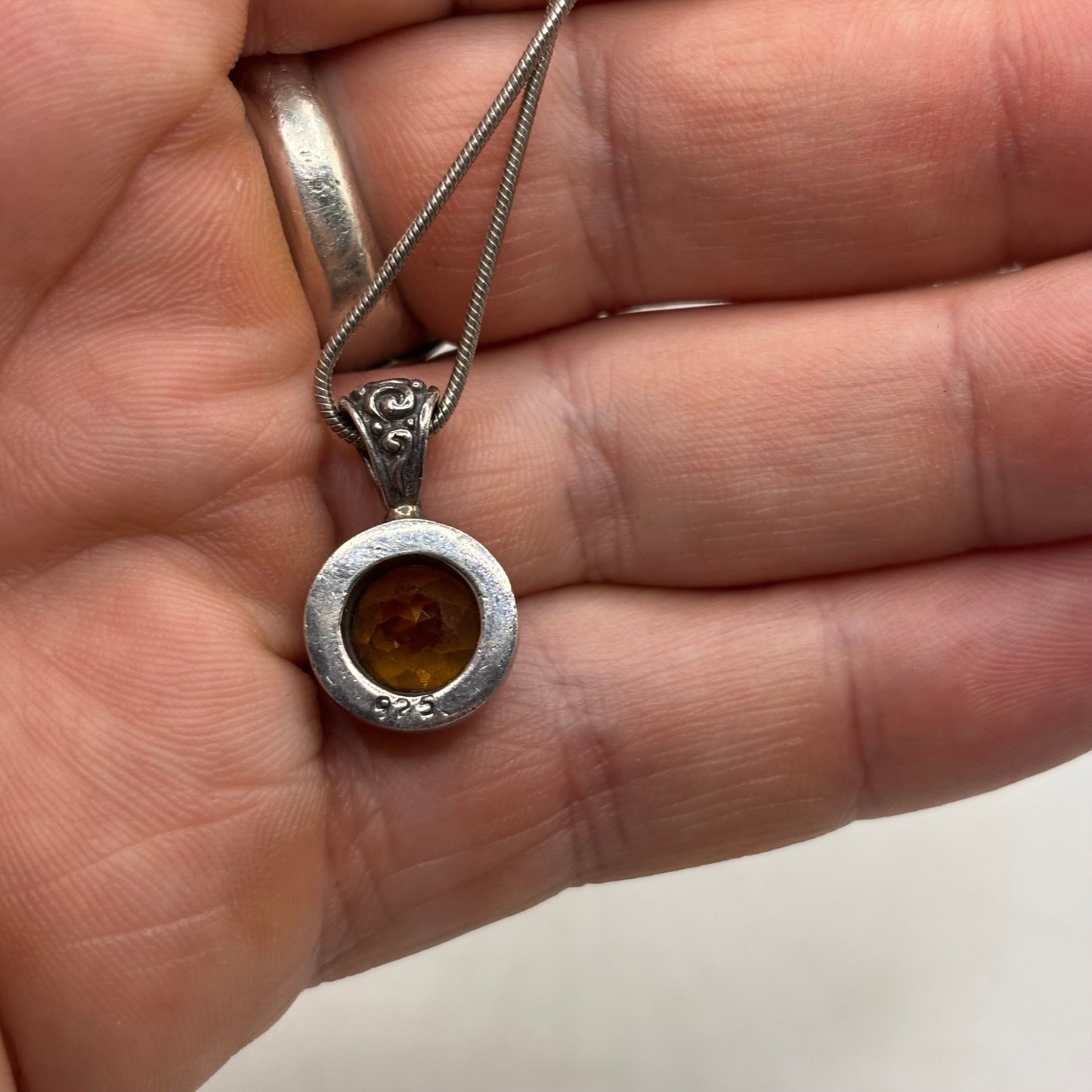 Silver 18” Citrine Necklace