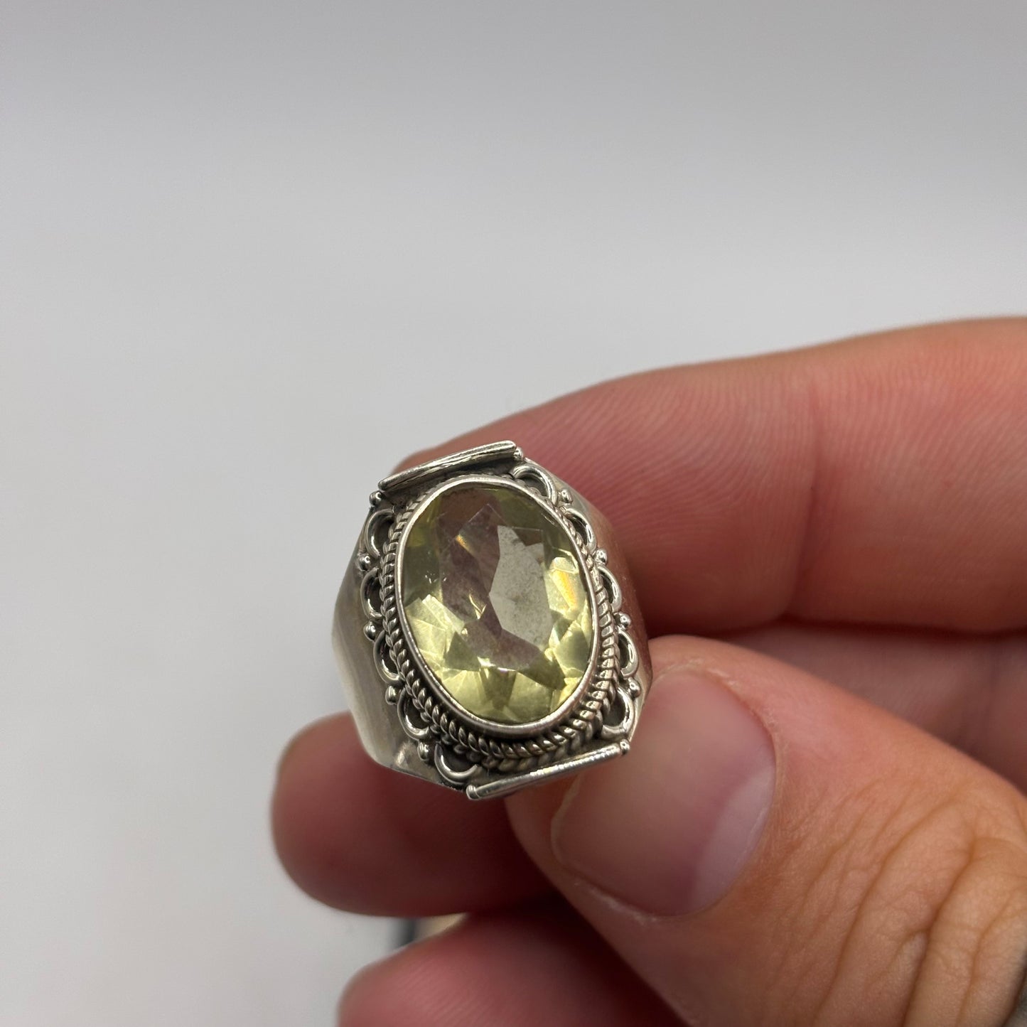 Silver Large Citrine Ring (Q)