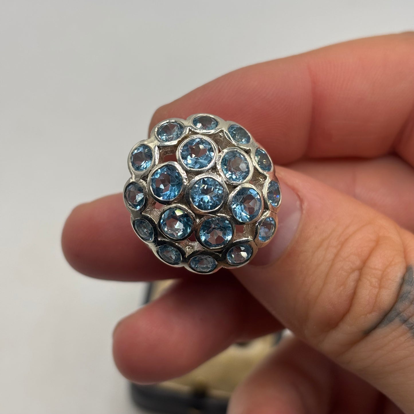 Silver Heavy Blue Topaz Ring (O)