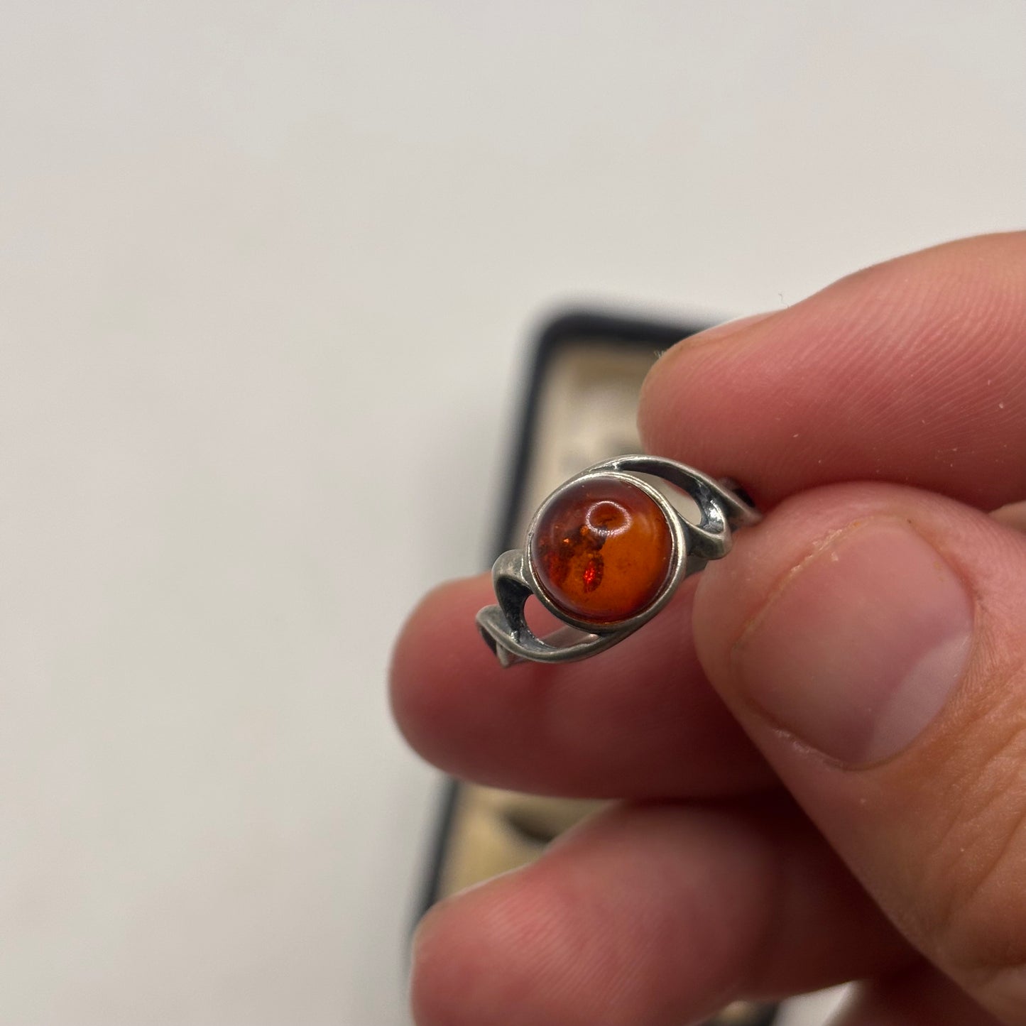 Silver Amber Ring (M)