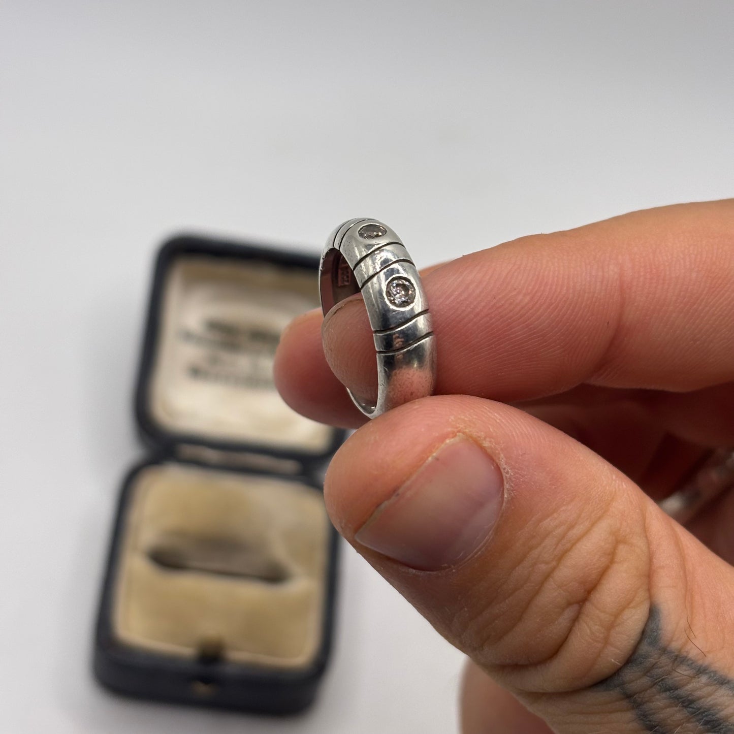 Silver 3 Stone CZ Band Ring
