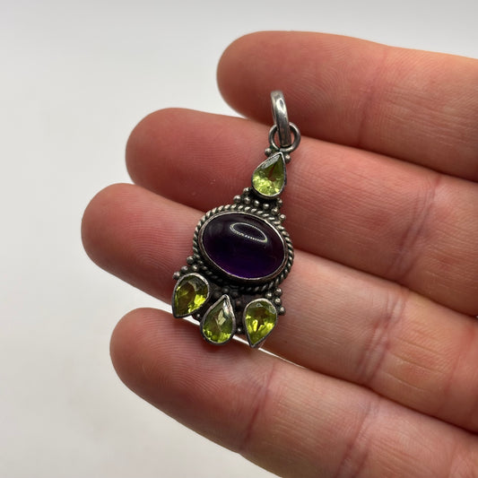 Silver Amethyst & Peridot Pendant