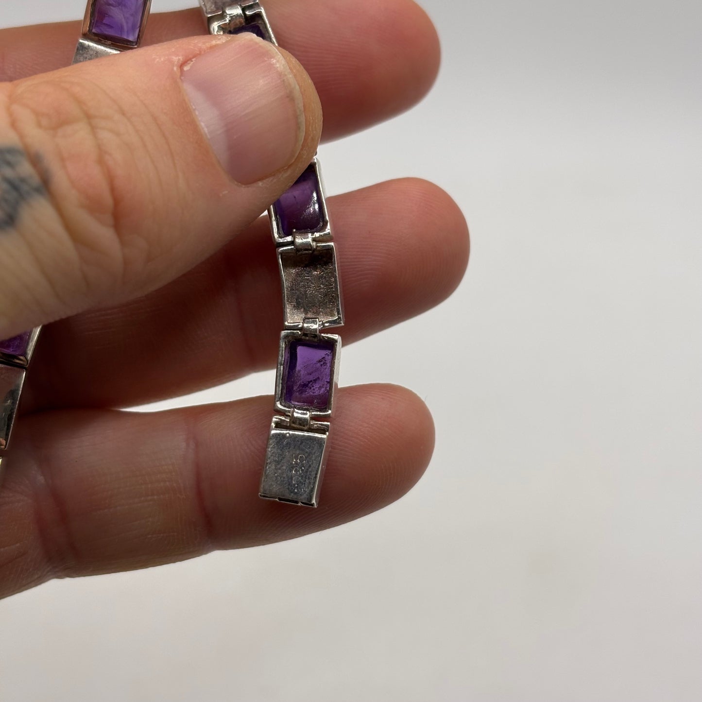 Silver 7” Amethyst Bracelet