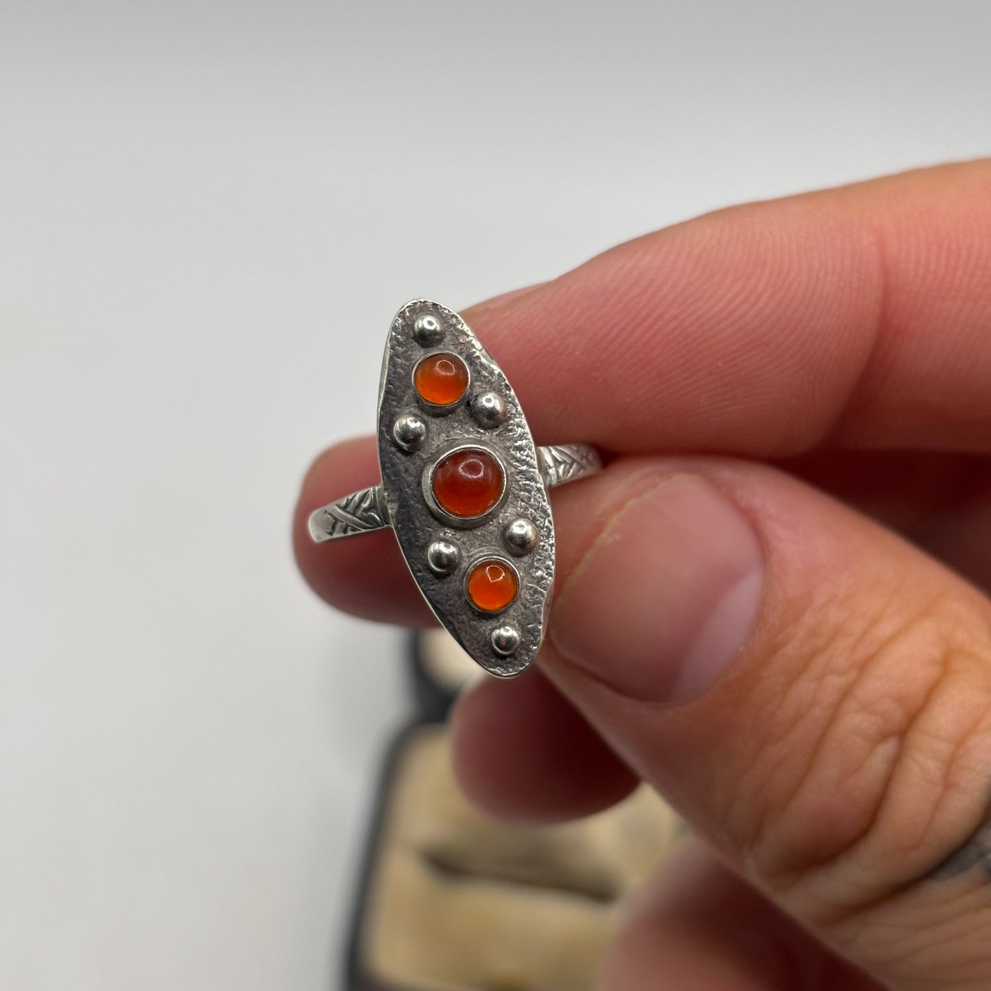 Silver Vintage Carnelian Ring (M 1/2)