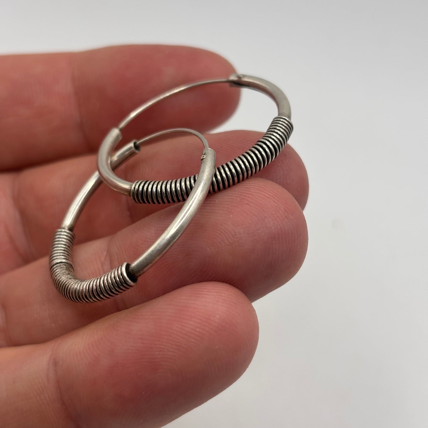 Silver Bali Hoops (30mm)