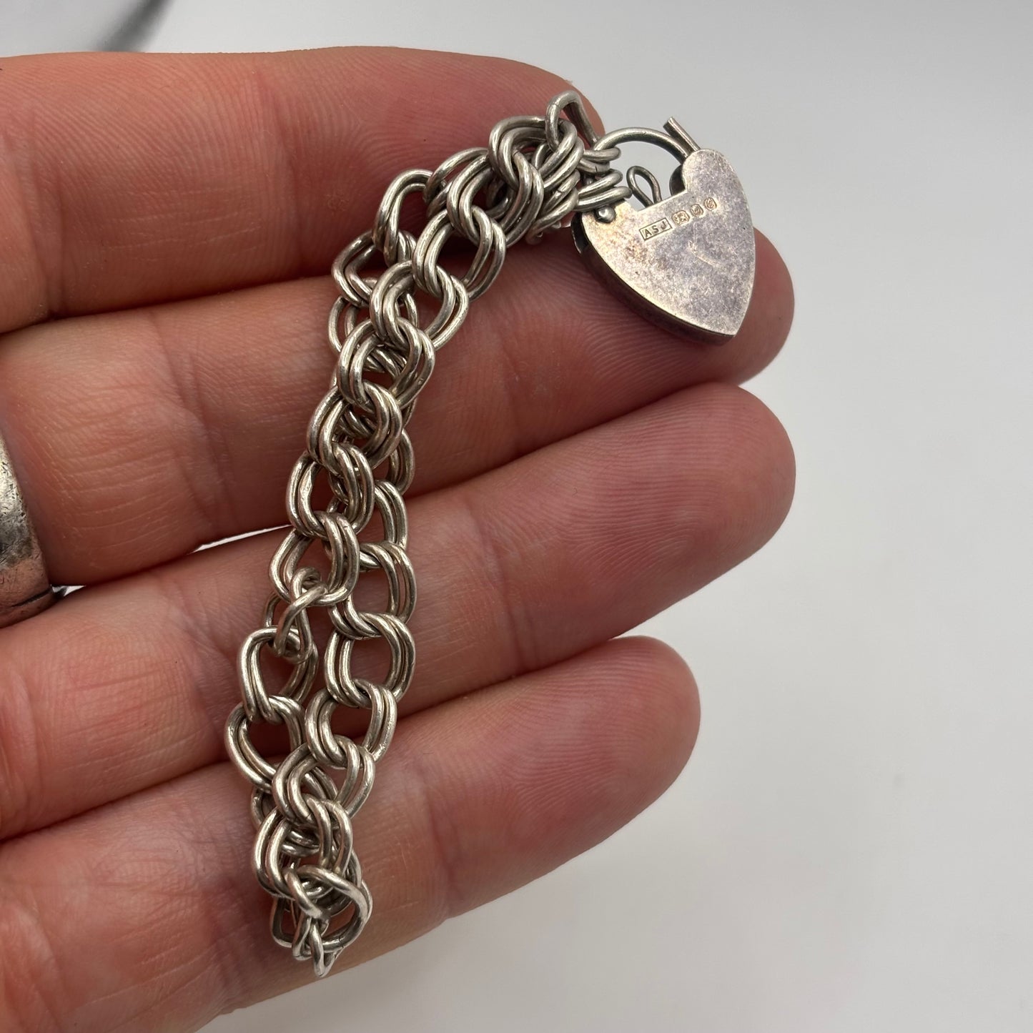 Silver 7” Heart Lock Bracelet