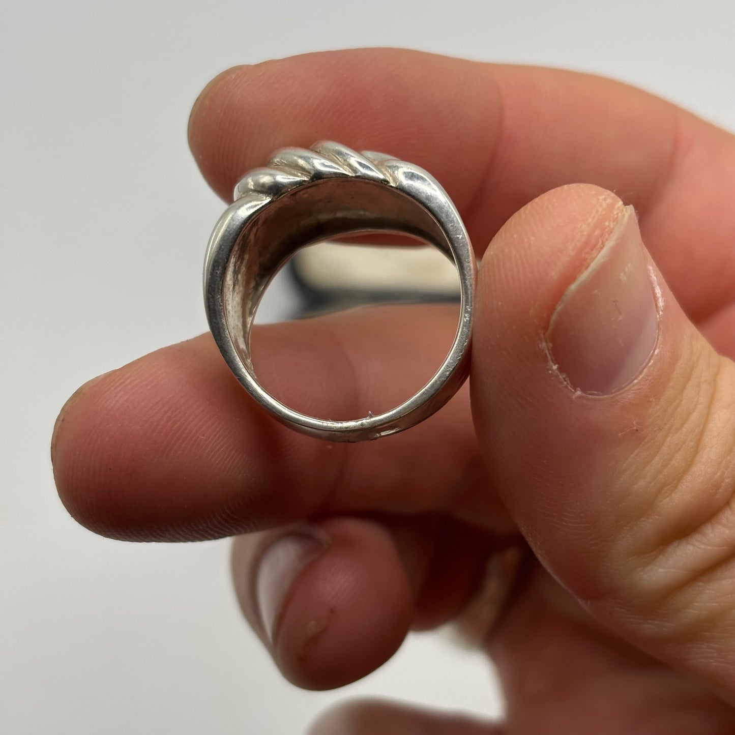 Abstract Silver Band Ring