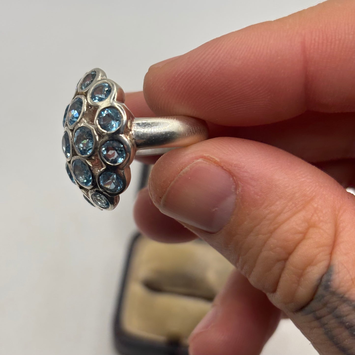 Silver Heavy Blue Topaz Ring (O)