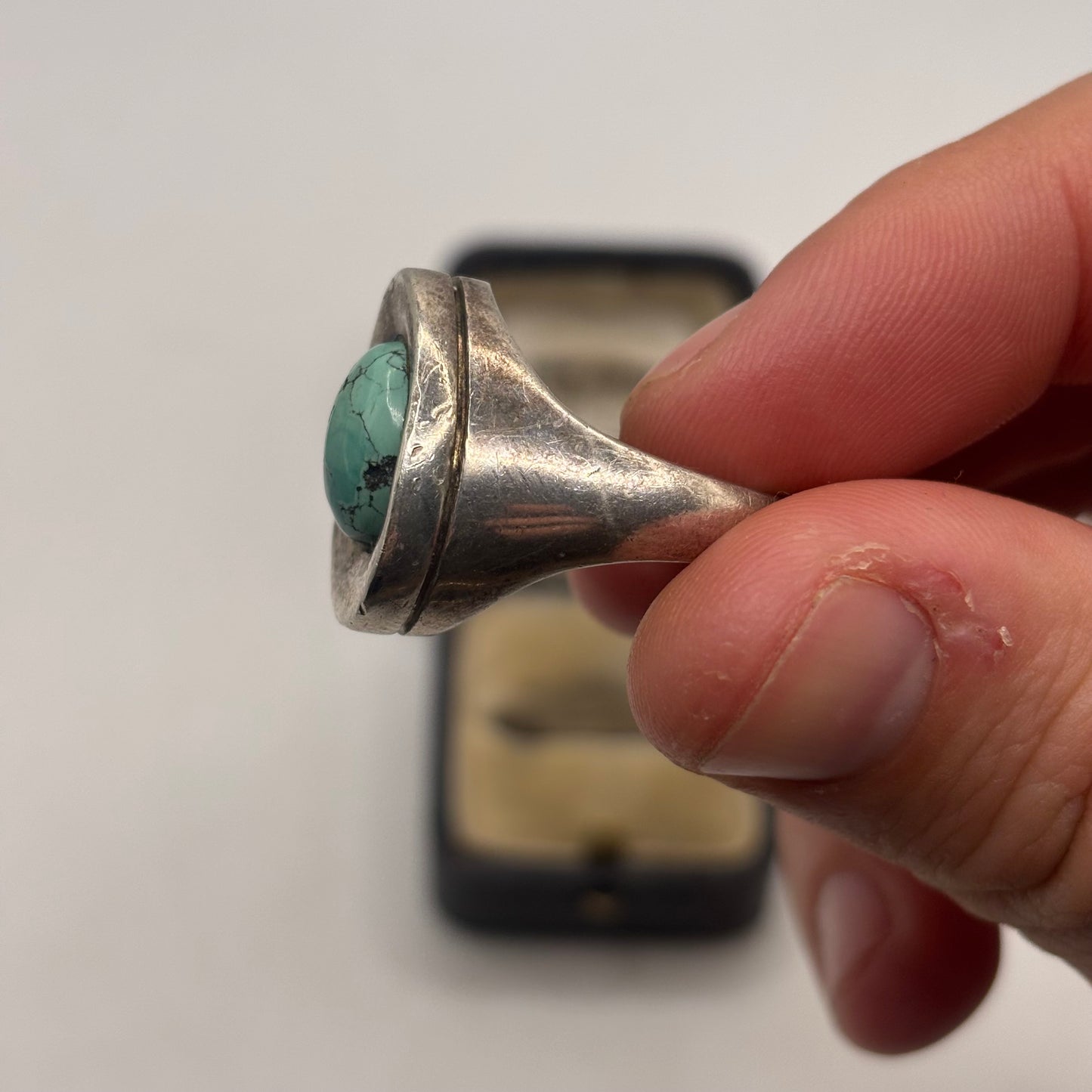 Silver Heavy Turquoise Ring (P)