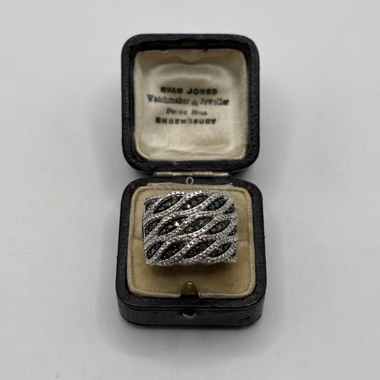 Silver Black & White CZ Ring