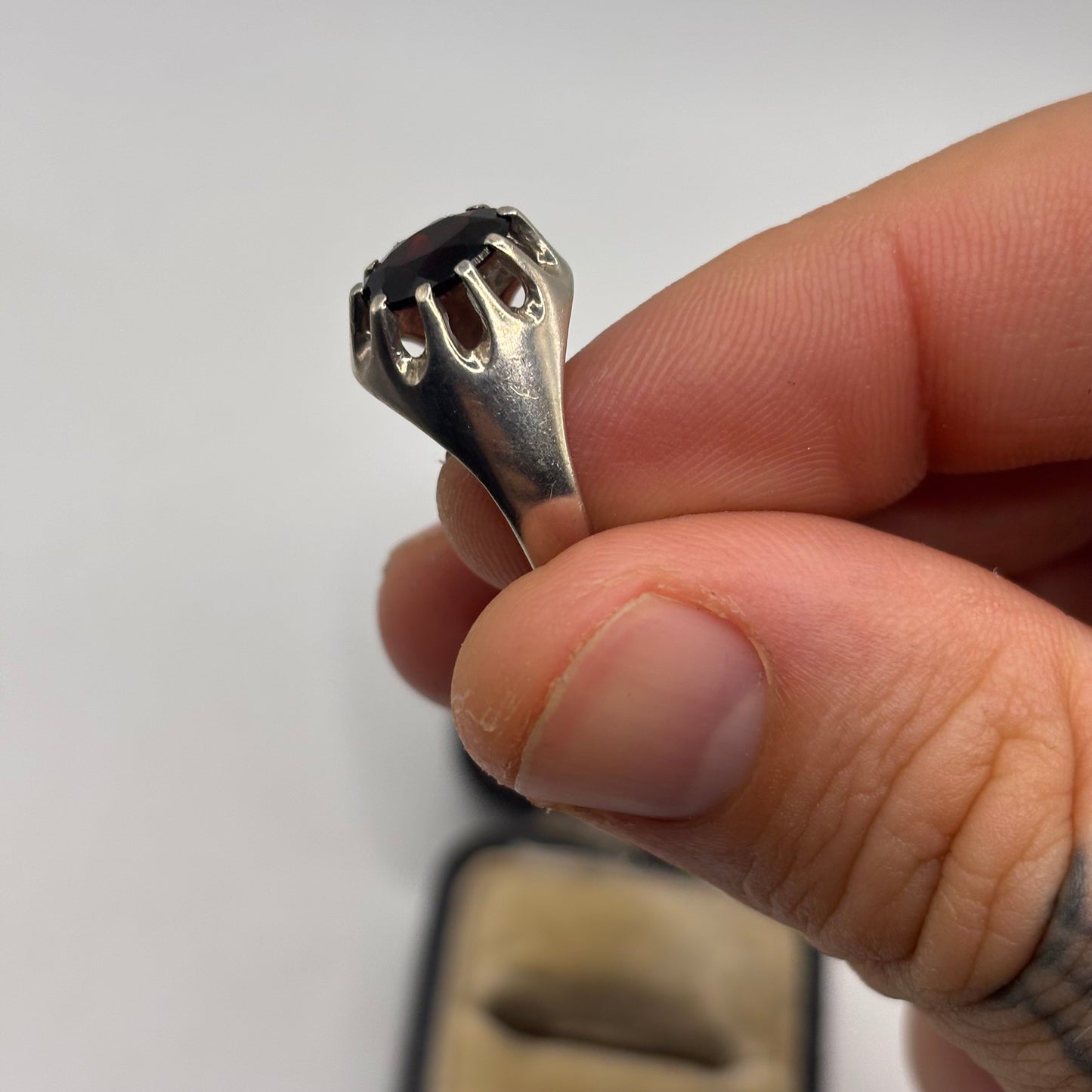 Silver Vintage Garnet Ring