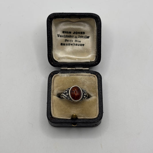 Silver Amber Ring