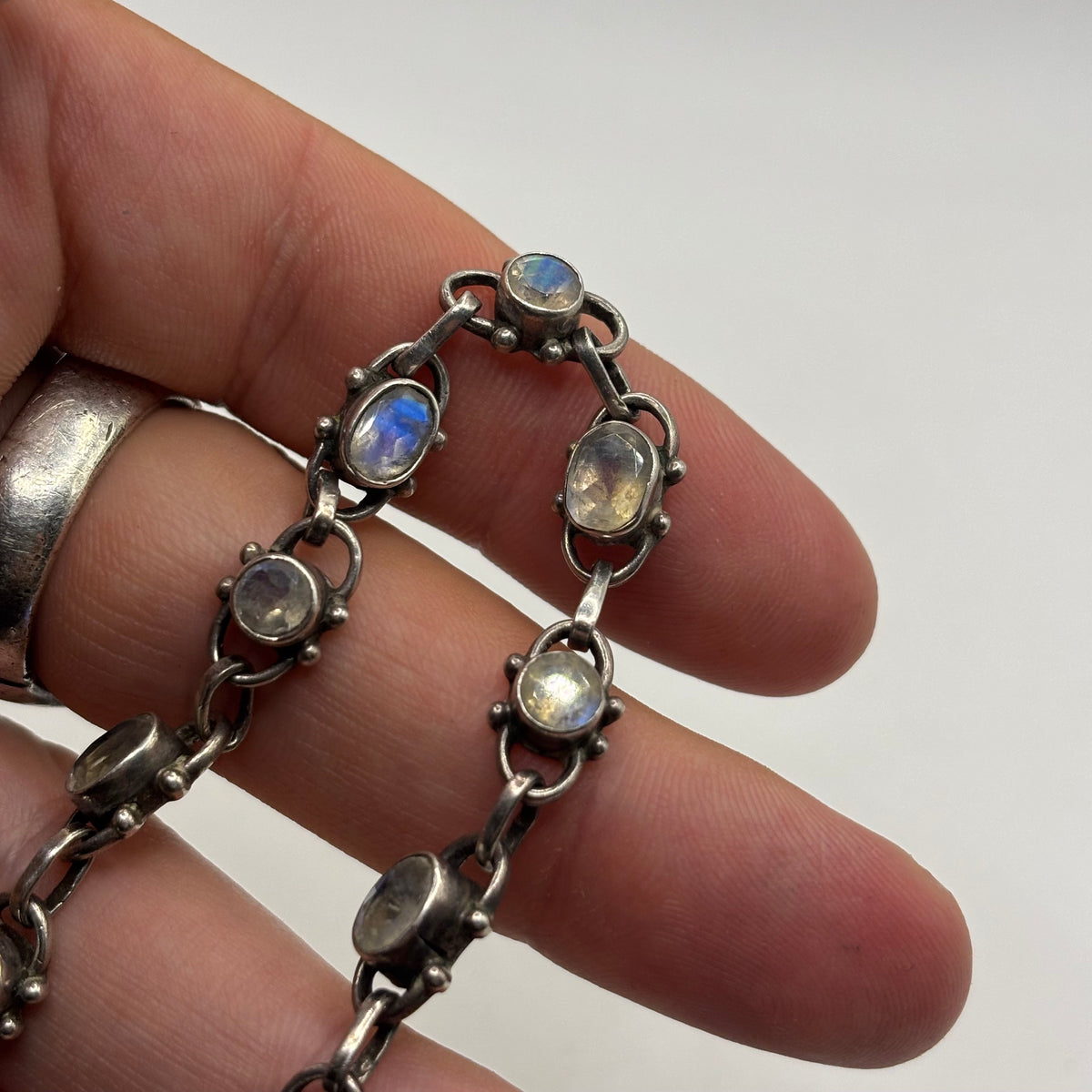 Silver 7.5”-8” Moonstone Bracelet