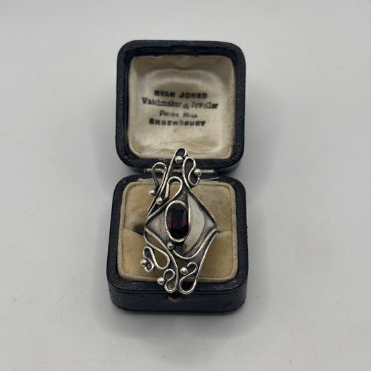 Silver Garnet Abstract Ring
