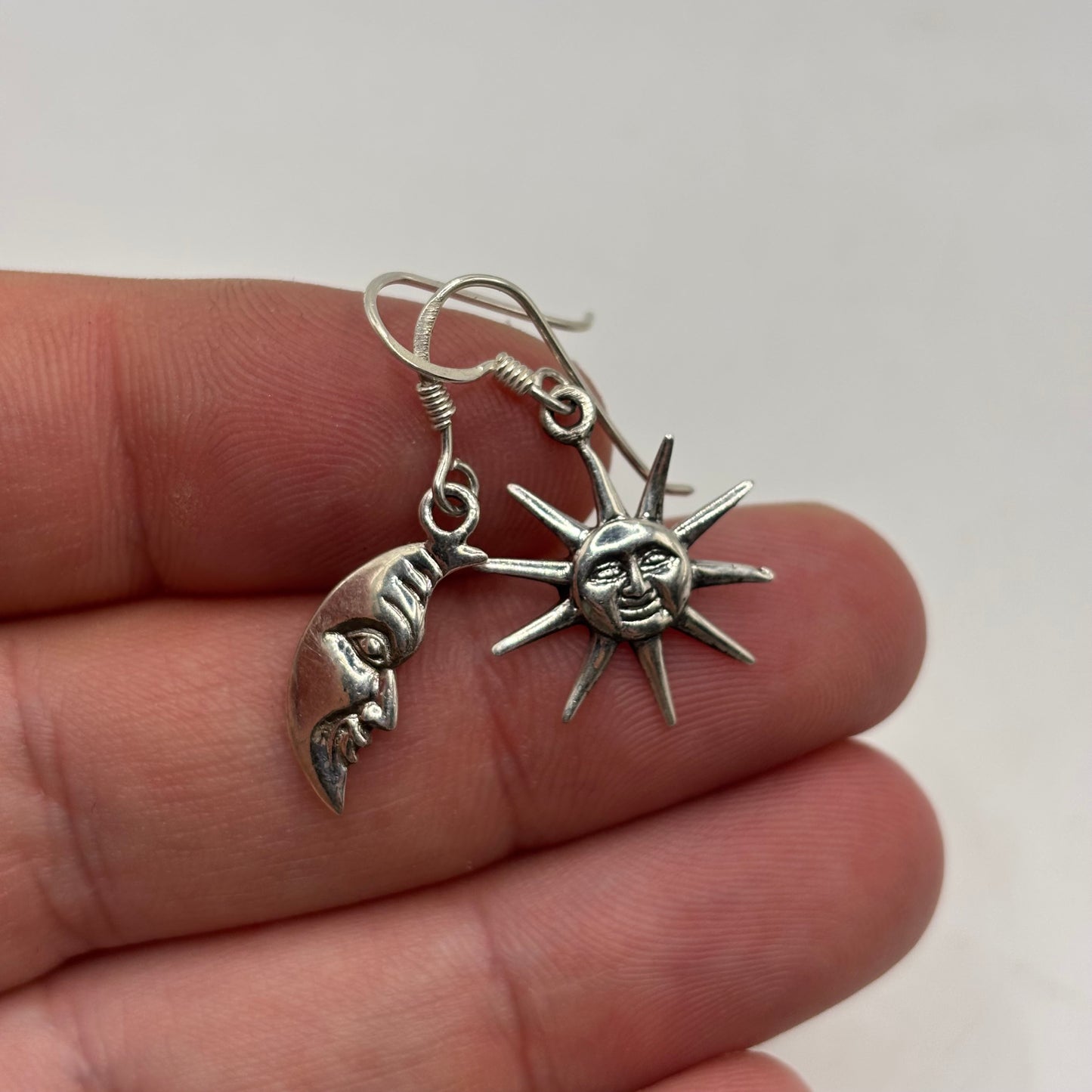 Silver Sun & Moon Earrings