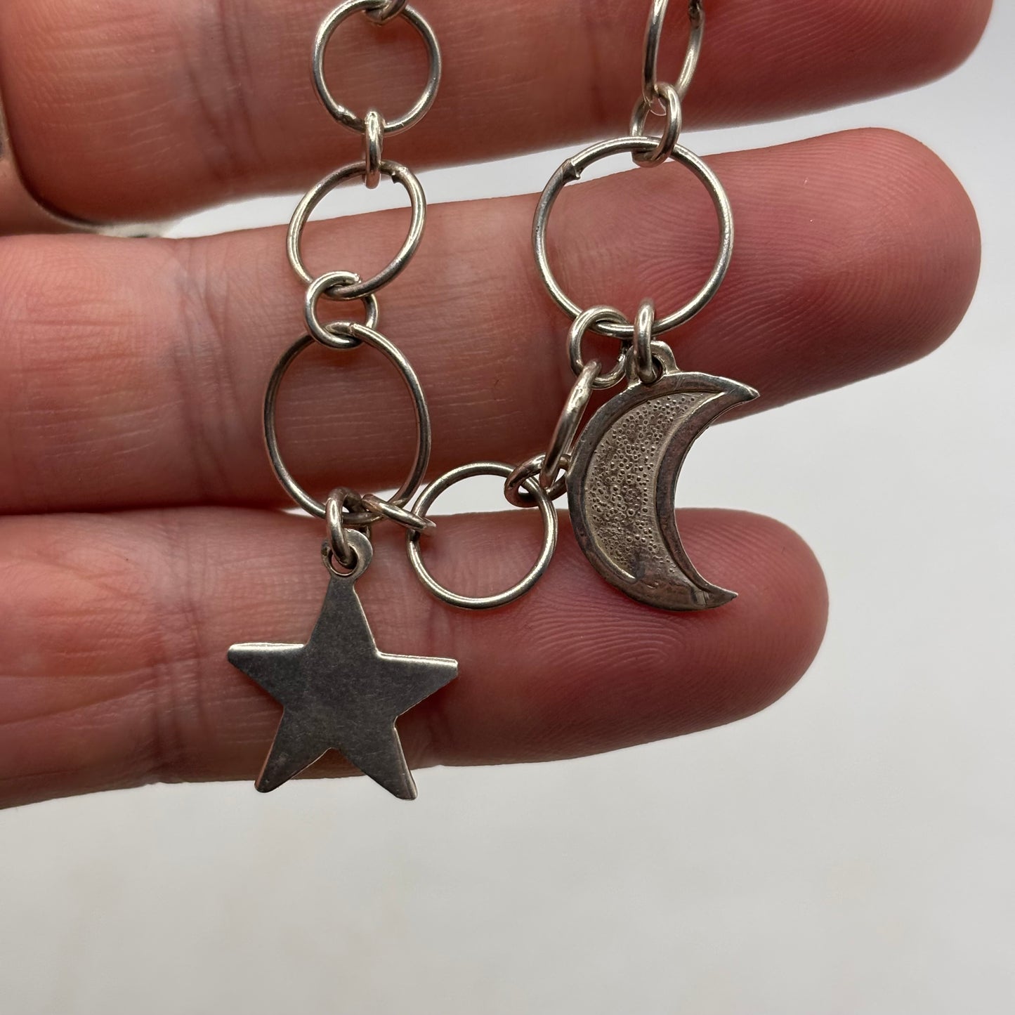 Silver 7” Moon & Star Bracelet