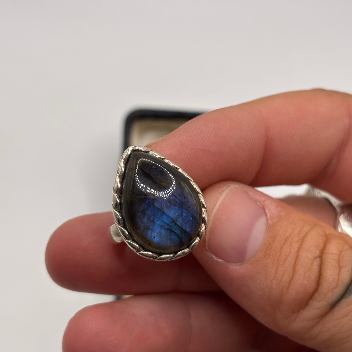 Silver Labradorite Ring (L)